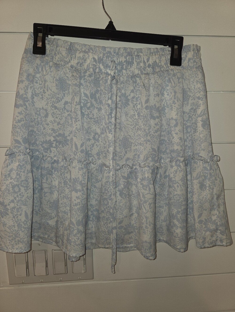Paper Crane Light Blue Floral Tiered Skirt